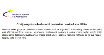 Ozbiljno ugrožena bezbednost novinarima i novinarkama KRIK-a