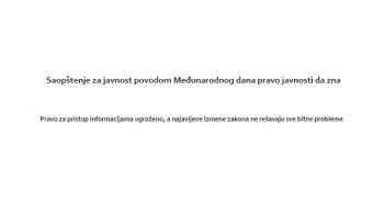 Saopštenje za javnost povodom Međunarodnog dana pravo javnosti da zna